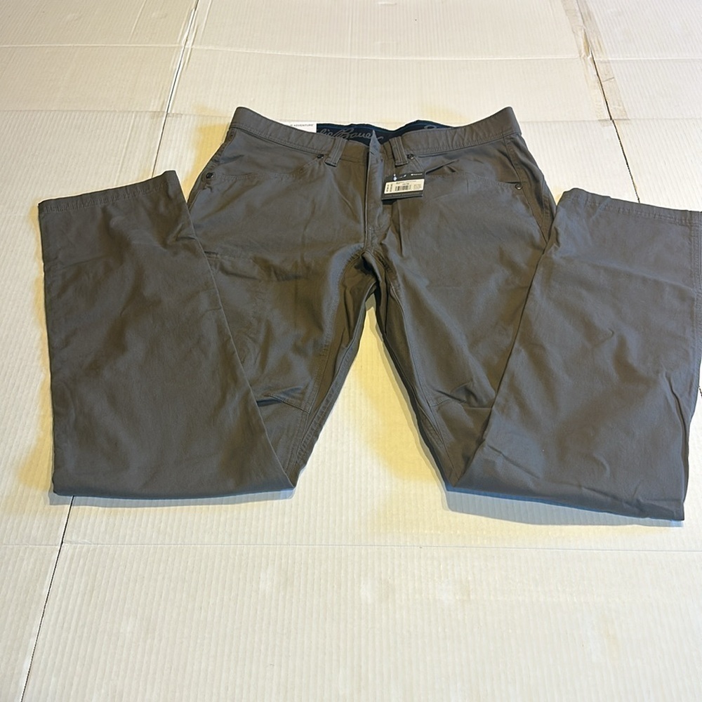 NWT Eddie Bauer brown Rappel Canvas Pant teak slim fit zipper side pocke… - Picture 2 of 11